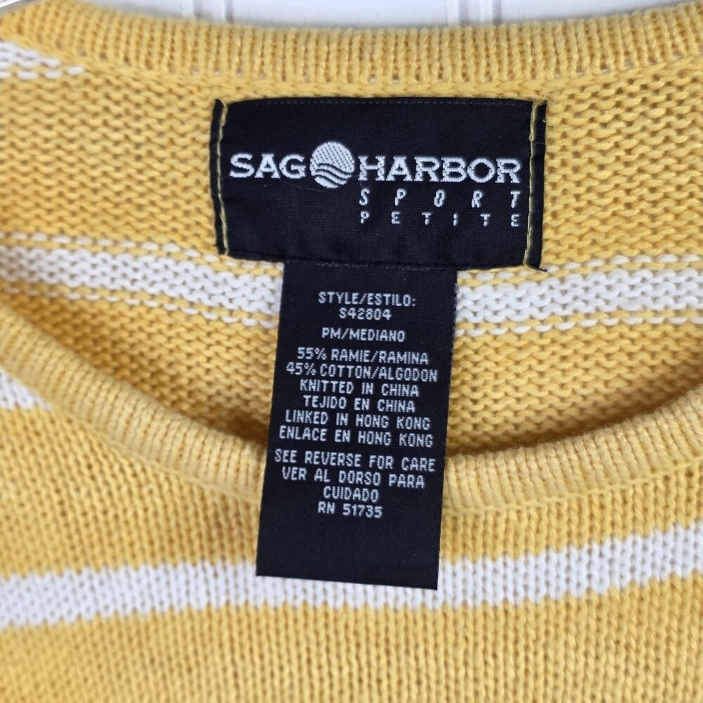 Vintage Sag Harbor Sweater Medium Yellow Lighthouse Coastal Nautical Preppy Y2K - Picture 3 of 10